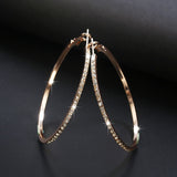 2018 Fashion Hoop Earrings With Rhinestone Circle Earrings Simple Earrings Big Circle Gold Color Loop Earrings For Women