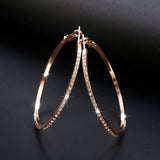 2018 Fashion Hoop Earrings With Rhinestone Circle Earrings Simple Earrings Big Circle Gold Color Loop Earrings For Women