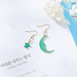 2018 New Creative Blue Universe Asymmetric Earrings For Girl Ear Accessories Cute Moon Star Drop Pendientes Tassel Brincos