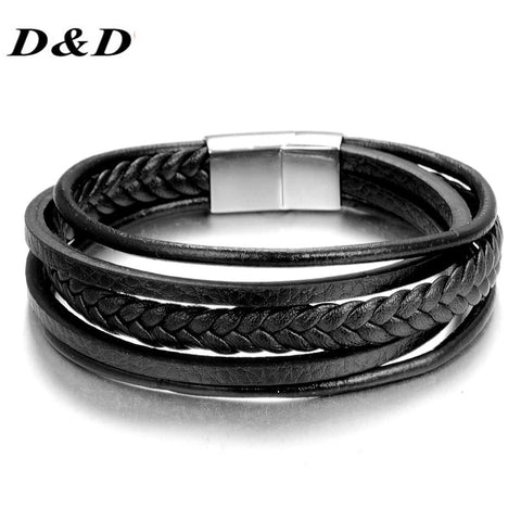 2018 New Fashion Charm Jewelry Wholesale Punk Cool Men Genuine Leather Bracelets For Male Christmas Gifts