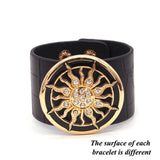 2018 New Fashion Leather Bracelets for Women Wide Circle Buckle Bracelet & Bangles Adjustable Wrap Bracelet Women Jewelry Gift