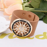 2018 New Fashion Leather Bracelets for Women Wide Circle Buckle Bracelet & Bangles Adjustable Wrap Bracelet Women Jewelry Gift