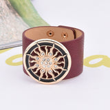 2018 New Fashion Leather Bracelets for Women Wide Circle Buckle Bracelet & Bangles Adjustable Wrap Bracelet Women Jewelry Gift