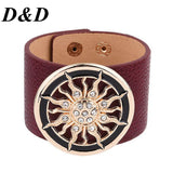 2018 New Fashion Leather Bracelets for Women Wide Circle Buckle Bracelet & Bangles Adjustable Wrap Bracelet Women Jewelry Gift