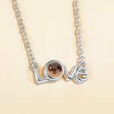 2018 New Rose Gold Silver 100 Language I love You Necklace Memory Projection Pendant Wedding Letter Necklace Drop Shipping