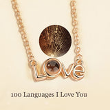 2018 New Rose Gold Silver 100 Language I love You Necklace Memory Projection Pendant Wedding Letter Necklace Drop Shipping