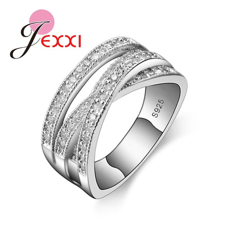 2019 Brand Fashion 925 Sterling Silver Jewelry Cubic Zircon Crystal Engagement Wedding Rings For Women Anillo Bijoux