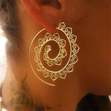 2019 Ethnic Jewelry Swirl Hoop Earring For Women Brincos Gold Color Geometric Earrings Steampunk Style Statement Party Jewelry