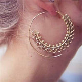 2019 Ethnic Jewelry Swirl Hoop Earring For Women Brincos Gold Color Geometric Earrings Steampunk Style Statement Party Jewelry