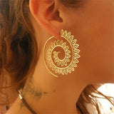 2019 Ethnic Jewelry Swirl Hoop Earring For Women Brincos Gold Color Geometric Earrings Steampunk Style Statement Party Jewelry