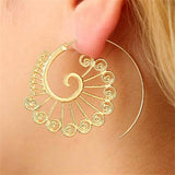 2019 Ethnic Jewelry Swirl Hoop Earring For Women Brincos Gold Color Geometric Earrings Steampunk Style Statement Party Jewelry