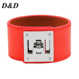 2019 European Fashion Punk Wide Leather Bracelets & Bangles for Women Cuff Bracelet Statement Jewelry Valentines Gift