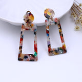 2019 Fashion Tortoise Color Clip on Earrings Leopard Acrylic Long Geometric Square Circle Without Piercing Ear Clips for Women