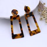 2019 Fashion Tortoise Color Clip on Earrings Leopard Acrylic Long Geometric Square Circle Without Piercing Ear Clips for Women