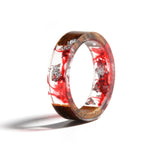 2019 Hot Sale Handmade Wood Resin Ring Dried Flowers Plants Inside Jewelry Resin Ring Transparent Anniversary Ring for Women