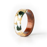 2019 Hot Sale Handmade Wood Resin Ring Dried Flowers Plants Inside Jewelry Resin Ring Transparent Anniversary Ring for Women