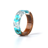 2019 Hot Sale Handmade Wood Resin Ring Dried Flowers Plants Inside Jewelry Resin Ring Transparent Anniversary Ring for Women