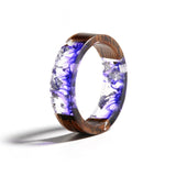 2019 Hot Sale Handmade Wood Resin Ring Dried Flowers Plants Inside Jewelry Resin Ring Transparent Anniversary Ring for Women