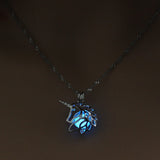 2019 Moon Glowing Necklace Gem Charm Jewelry Silver Plated Women Halloween Pendant Hollow Luminous Stone Pendant Necklace Gifts