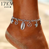 2019 New Boho Turtle Pendant Anklets For Women Shell Anklet Bracelets On The Leg Bohemian Foot Ocean Jewelry Drop Shipping