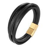 2019 New Design Multi-layers Handmade Braided Genuine Leather Bracelet & Bangle For Men Stainless Steel Fashion Bangles Gifts