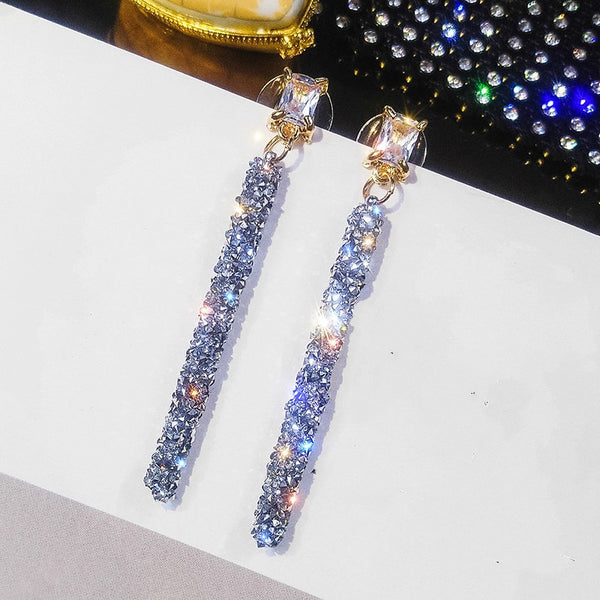 2019 New Fashion Arrival Crystal Classic Geometric Long Dangle Earrings For Woman Female Jewelry Korean Simple Earrings