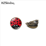 2019 New Fashion Ladybug Insect Cartoon Glass Clip Earrings Cute Ladybug Jewelry No Pierced Earrings Gifts for Girls