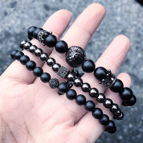 2019 New Fashion Men Bracelet Sets Trendy Handmade Classic Strand Stone Beaded Bracelet For Men Jewelry Gift Pulsera Hombre