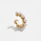2019 New Fashion Pearl Ear Cuff Bohemia Stackable C Shaped CZ Rhinestone Small Earcuffs Clip Earrings for Women Wedding Jewelry