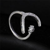 2019 New Fashion Ring Moon & Star Dazzling Open Finger Rings For Women Girls Jewelry Crytal Ring Wedding Engagement Jewelry Gift