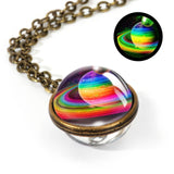 2019 New Nebula Galaxy Double Sided Pendant Necklace Universe Planet Jewelry Glass Art Picture Handmade Statement Necklace