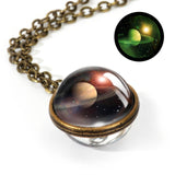 2019 New Nebula Galaxy Double Sided Pendant Necklace Universe Planet Jewelry Glass Art Picture Handmade Statement Necklace