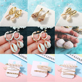 2019 New Sea Shell Earrings For Women Gold Color Round Geometric Drop Pearl Shell Earrings Summer Beach Ladies Fashion Jewelry