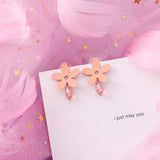 2019 Pink Earrings Korean Flower Sweet Geometric Earring Simulated Pearl pendientes mujer For Women Tassel Ear Jewelry brincos