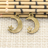 20pcs Charms double sided moon star 17x11mm Tibetan Silver Plated Pendants Antique Jewelry Making DIY Handmade Craft