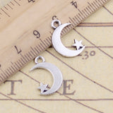 20pcs Charms double sided moon star 17x11mm Tibetan Silver Plated Pendants Antique Jewelry Making DIY Handmade Craft