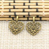 20pcs Charms hollow lovely heart 16x14mm Tibetan Silver Plated Pendants Antique Jewelry Making DIY Handmade Craft
