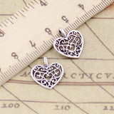 20pcs Charms hollow lovely heart 16x14mm Tibetan Silver Plated Pendants Antique Jewelry Making DIY Handmade Craft