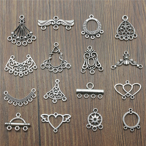 20pcs/lot Antique Silver Color Earrings Connection Charms Jewelry Diy Earrings Connector Charms For Earring Making