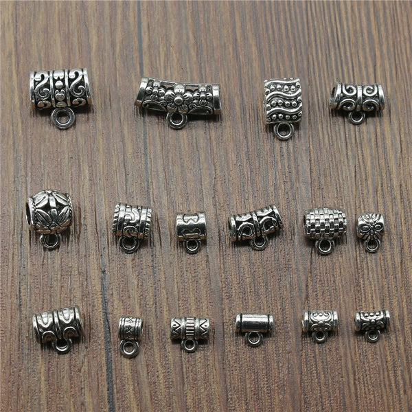 20pcs/lot Charms Connector Bails Beads Antique Silver Color Bails Beads Charms Jewelry Findings Diy Bails Beads Connector