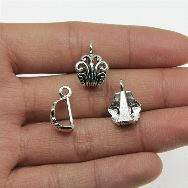 20pcs/lot Connector Charms Bail Beads Antique Silver Color Bail Beads Charms Jewelry Findings Diy Bail Beads Charms Connector