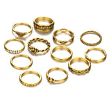 24 Design Gold Color Vintage Rings Set For Women BOHO Charm Knuckle Finger Ring Female Party Fashion Jewelry 2019 Drop Shipping