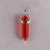 24pcs/lot Healing Point Chakra Pendants Hexagonal Quartz Crystals Bullet Shape Stone DIY Pendulum Beads For Jewelry Making Free