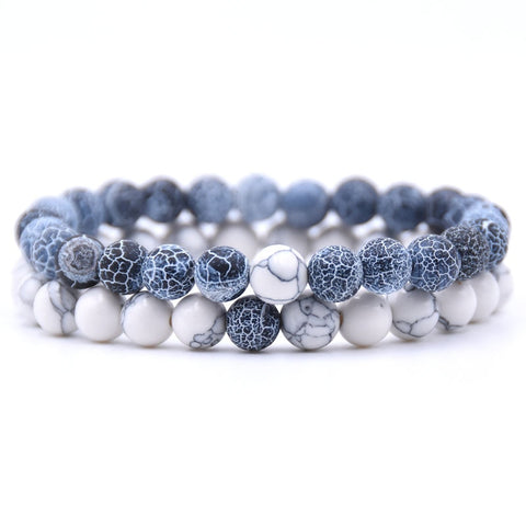 2Pcs/Set Couples Distance Bracelet Classic Natural Stone 18 styles Beaded Bracelets for Men Women Best Friend