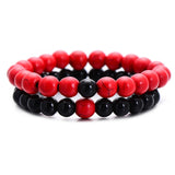 2Pcs/Set Couples Distance Bracelet Classic Natural Stone White and Black Yin Yang Beaded Bracelets for Men Women Best Friend Hot