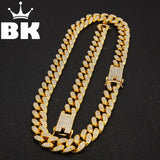 2cm HipHop Gold Color Iced Out Crystal Miami Cuban Chain Gold Silver Necklace & Bracelet Set  HOT SELLING THE HIPHOP KING