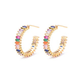 2pcs CZ stud earring rainbow gold heart letter earrings for women Korean earrings zirconia crystal  charm jewelry gift