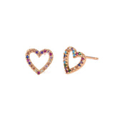 2pcs CZ stud earring rainbow gold heart letter earrings for women Korean earrings zirconia crystal  charm jewelry gift