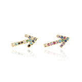 2pcs CZ stud earring rainbow gold heart letter earrings for women Korean earrings zirconia crystal  charm jewelry gift