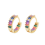 2pcs CZ stud earring rainbow gold heart letter earrings for women Korean earrings zirconia crystal  charm jewelry gift